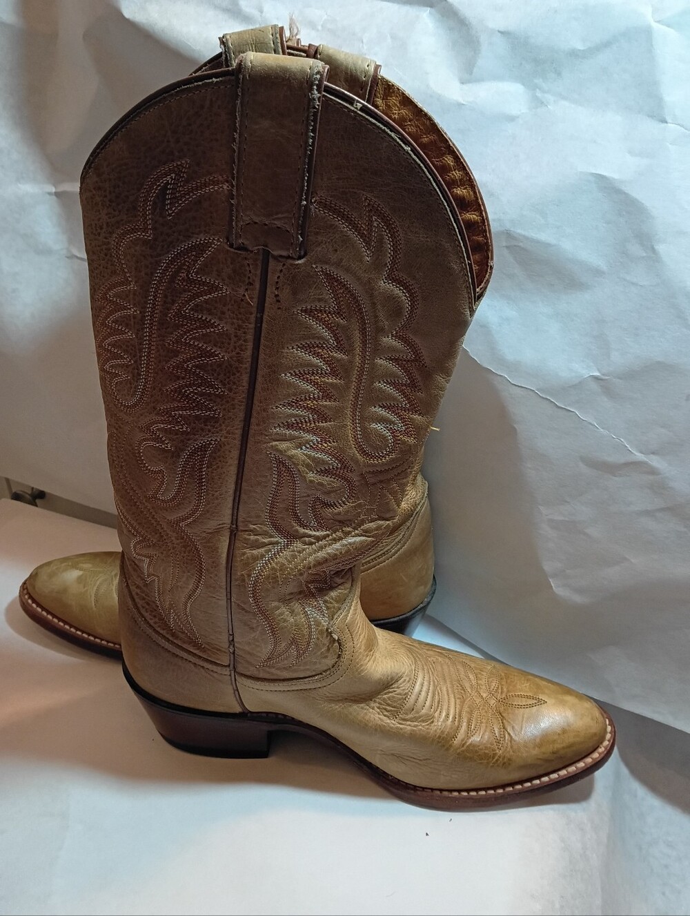 Justin Boots Women's Tan Leather Western Heeled Boots 6.5B